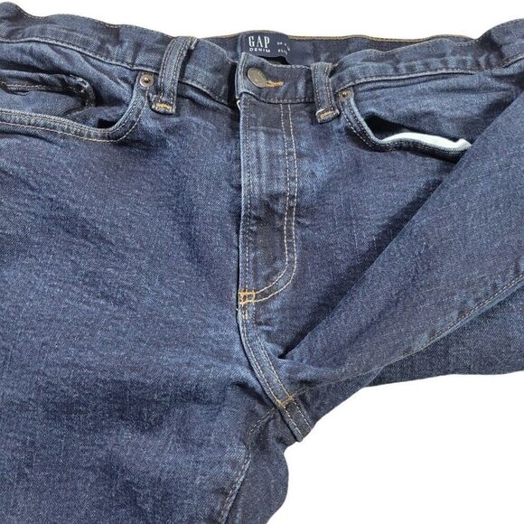 GAP Jeans Mens 34x32.5 Tag 34x34 Slim Fit Denim Dark Wash - Picture 3 of 7